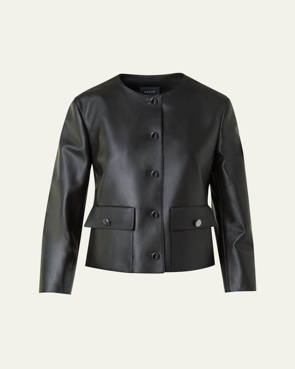 Lamb Nappa Leather Collarless Jacke†